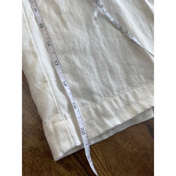 a.n.a ANewApproach Womens White L WideLeg Linen BlendPockets Button Crop Pants - Picture 5 of 8